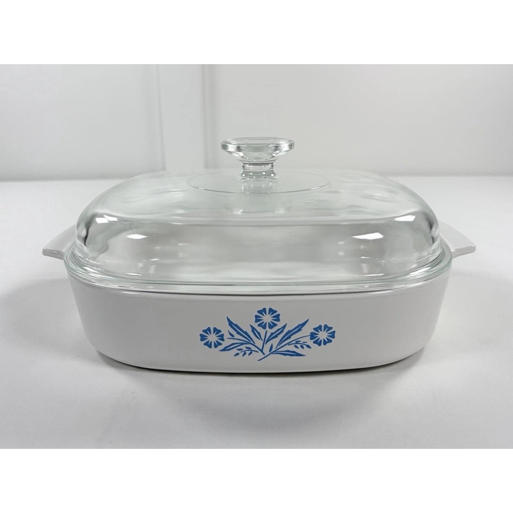 Vintage CorningWare Blue Cornflower 10" Casserole Dish A-10-B Pyrex Lid Bakeware